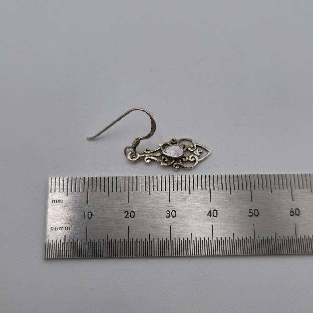 Sterling Silver Fancy Teardrop Shell Rustic Earri… - image 5